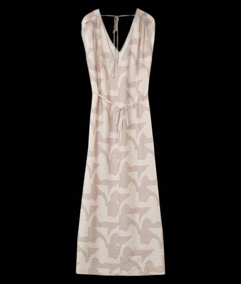 Long Printed Dress - Beige