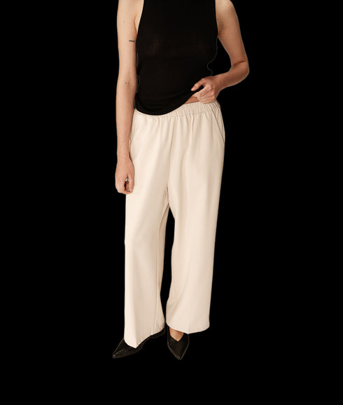 Elastic Waist Relaxed Trouser - Ecru