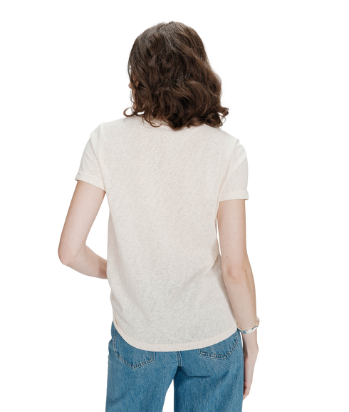 Vasco Lurex Trim V Neck Tee - Amande