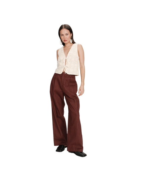 Vony Crochet Front Waistcoat - Ecru