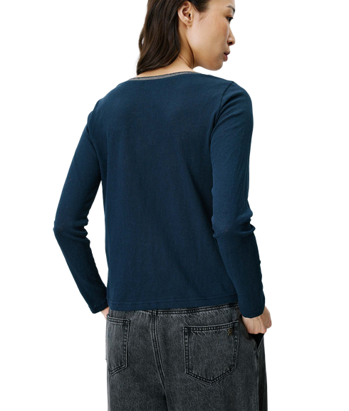 Abricot V Neck Ls Tee - Marine