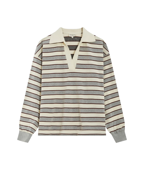 Aron Stripe Rugby Top - Gris