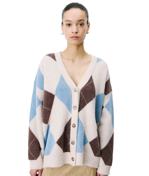 Alexan Argyle Long Cardigan - Bleuet