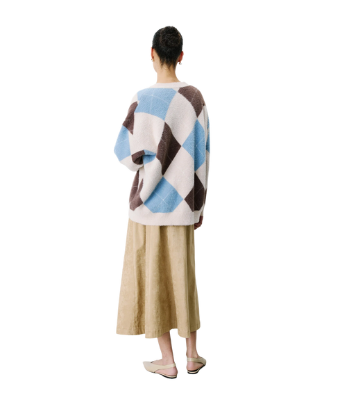 Alexan Argyle Long Cardigan - Bleuet