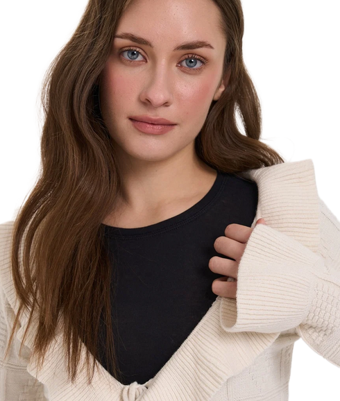 Tie Front Cardigan - White
