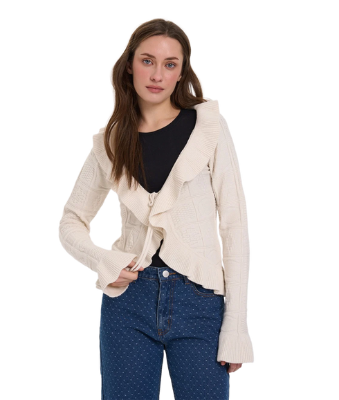 Tie Front Cardigan - White