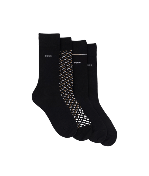 Four-pack of Cotton-blend Regular-length Socks - Black