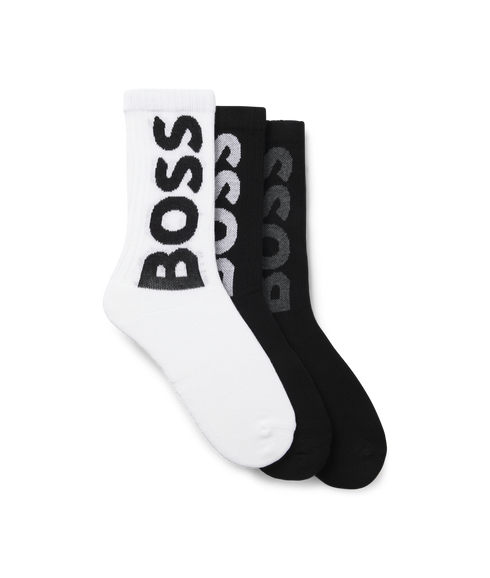 Rib Logo Socks - White