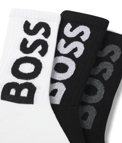 Rib Logo Socks - White