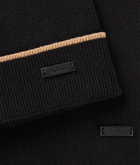 Enzo Raschel-knit Scarf and Hat Set - Black