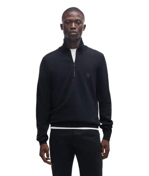 Kanobix Logo Patch Zip-Neck Sweat - Dark Blue