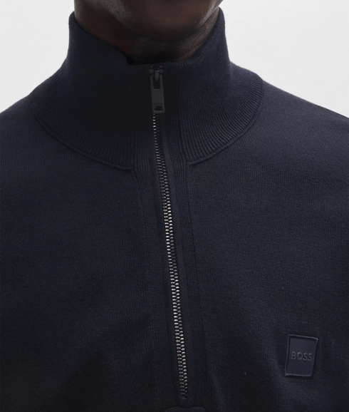 Kanobix Logo Patch Zip-Neck Sweat - Dark Blue