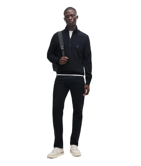 Kanobix Logo Patch Zip-Neck Sweat - Dark Blue