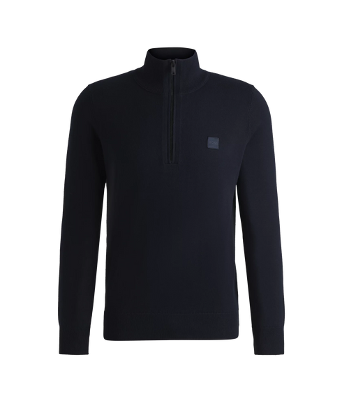 Kanobix Logo Patch Zip-Neck Sweat - Dark Blue