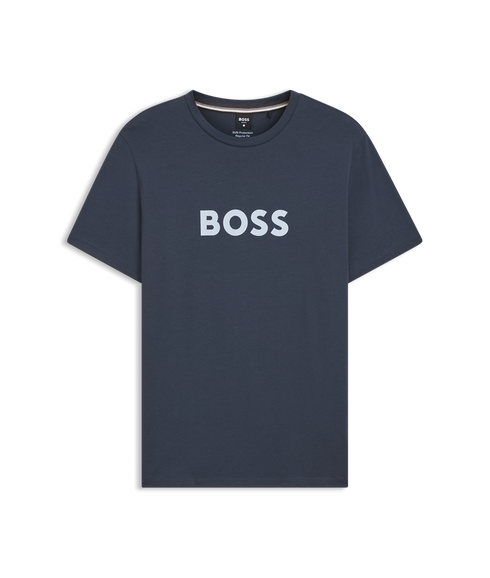 Cotton Jersey T-Shirt with SPF 50+ - Navy