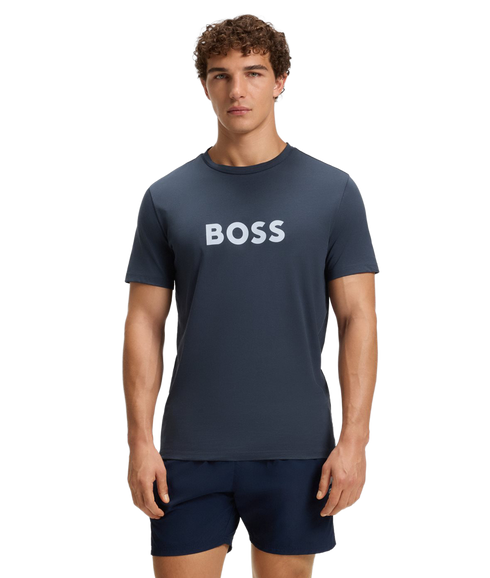 Cotton Jersey T-Shirt with SPF 50+ - Navy