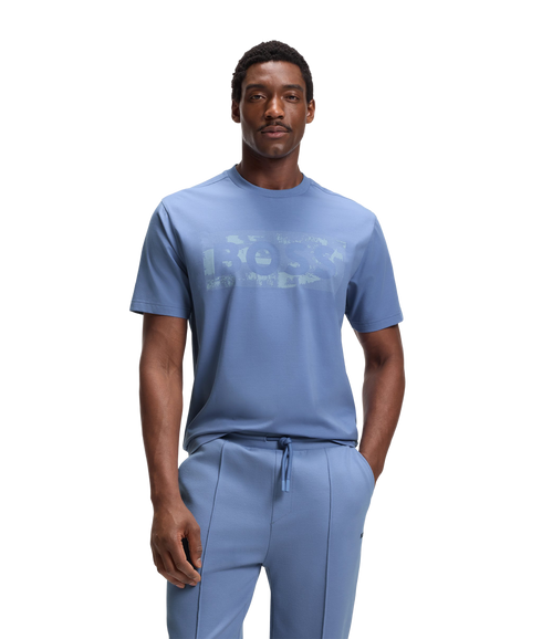 Globe Pattern T-Shirt - Light/Pastel Blue