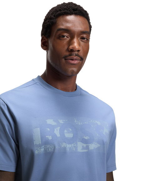 Globe Pattern T-Shirt - Light/Pastel Blue