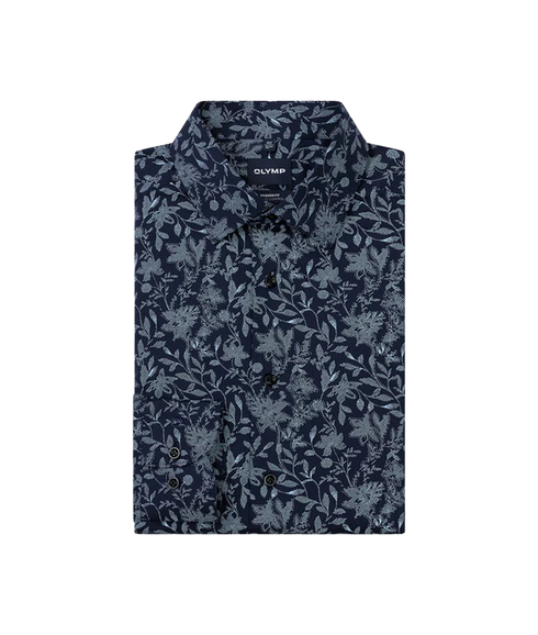 Luxor Floral Printed Modern Fit Shirt - Navy