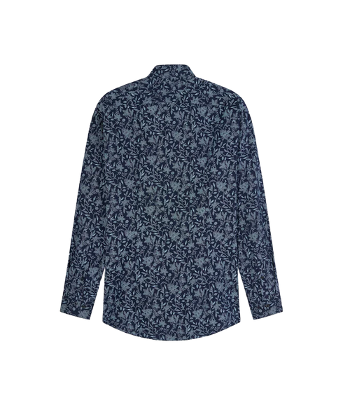 Luxor Floral Printed Modern Fit Shirt - Navy