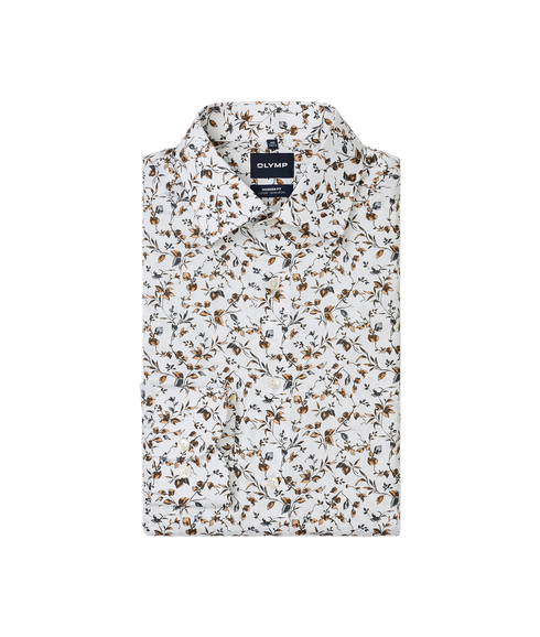 Luxor Floral Printed Moden Fit Shirt - White