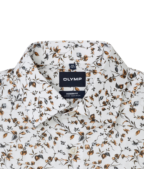 Luxor Floral Printed Moden Fit Shirt - White