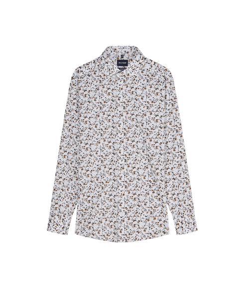 Luxor Floral Printed Moden Fit Shirt - White