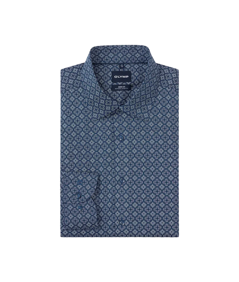 Level 5 Geo Print Body Fit Shirt - Navy