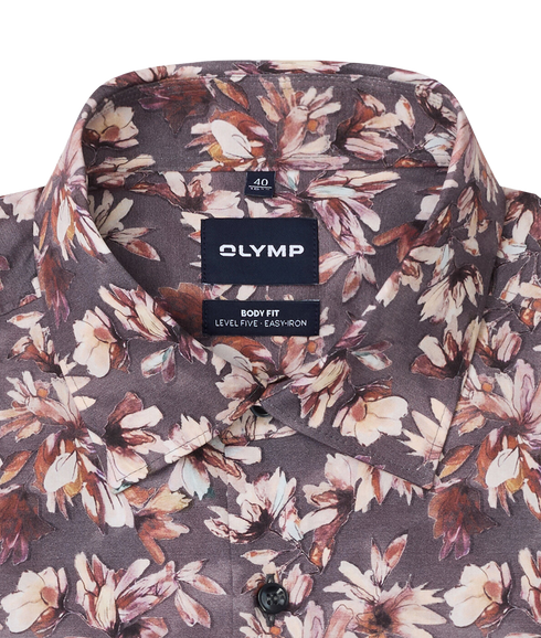 Level 5 Floral Body Fit Shirt - Red