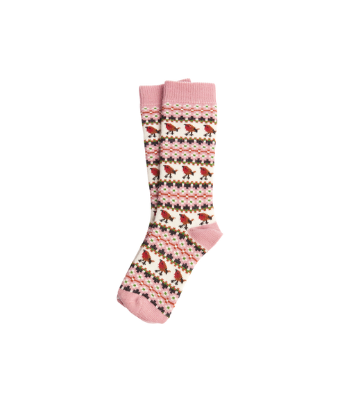 Robin Fair Isle Sock - Pink