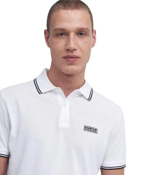 Evan Tipped Polo - White