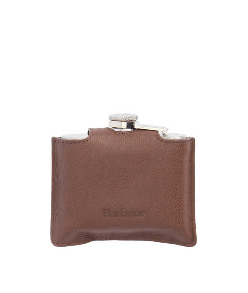 Quilted Padbury Hip Flask - Dark Brown/Olive