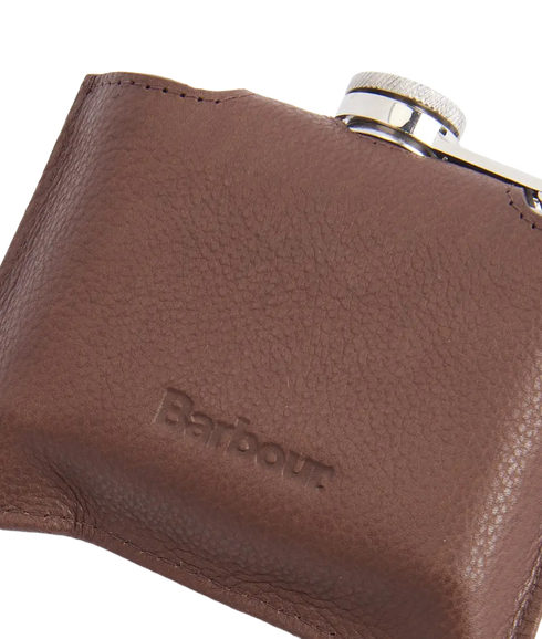 Quilted Padbury Hip Flask - Dark Brown/Olive