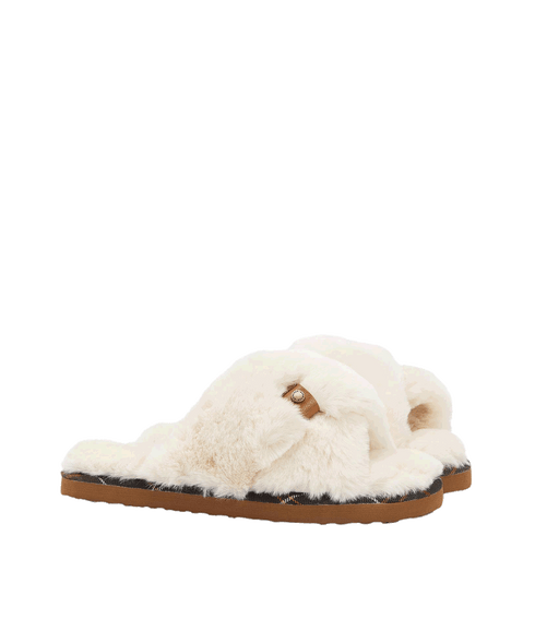 Eliza Cross Over Slippers - Cream