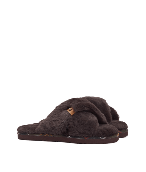 Eliza Cross Over Slippers - Brown