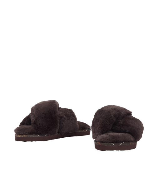Eliza Cross Over Slippers - Brown
