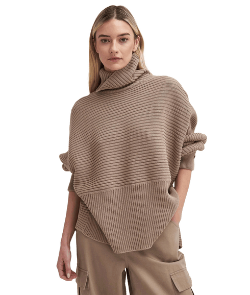 Roberta Roll Neck Jumper - Beige