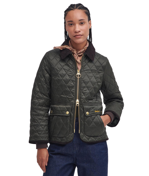 Fitted Beadnell Quilted Jacket - Sage/Ancient