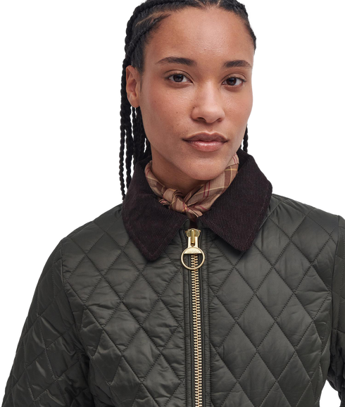 Fitted Beadnell Quilted Jacket - Sage/Ancient