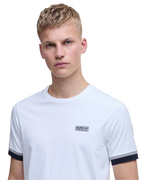 Deep Cuff Evan Tipped T-Shirt - White