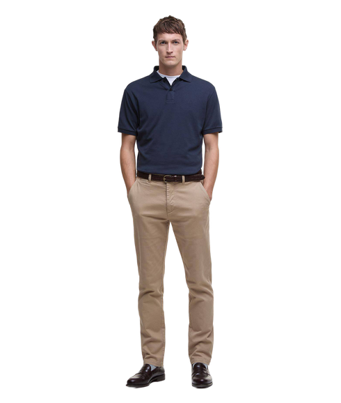 Hylton Interlock Tailored Fit Polo Shirt - Navy