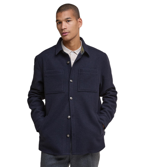 Marlow Tailored Wool Blend Overshirt - Navy Marl