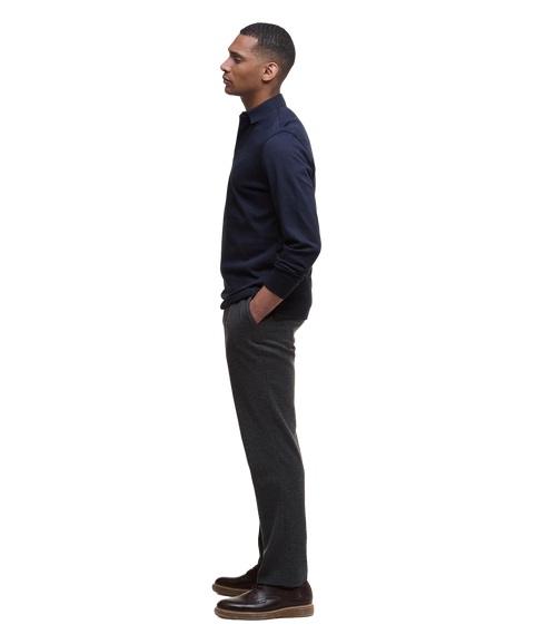 Waketown Tailored LS Polo Shirt - Dark Navy