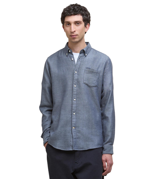 Buckley Tailored Herringbone Shirt - Dark Navy