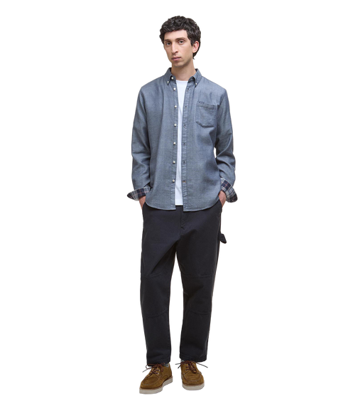 Buckley Tailored Herringbone Shirt - Dark Navy