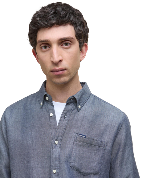 Buckley Tailored Herringbone Shirt - Dark Navy