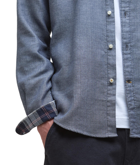 Buckley Tailored Herringbone Shirt - Dark Navy