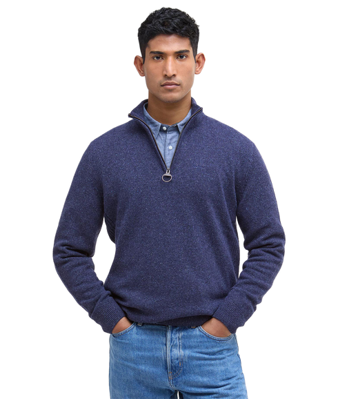 Essential Tisbury Half Zip Knitted Jumper - Deep Blue