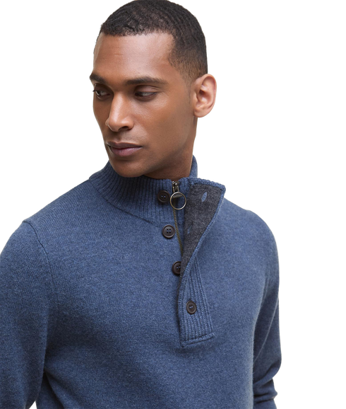 Essential Patch Half Zip Knitted Jumper - Dark Indigo