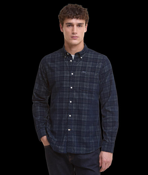 Southfield Tailored Checked Cord Shirt - Dark Navy